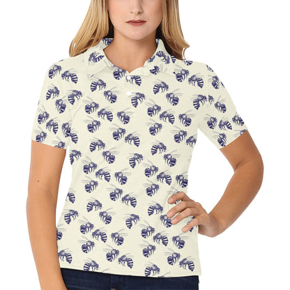 Bee Pattern Print Design 02 Women's Polo Shirt