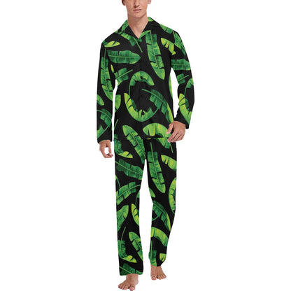 Banana Leaf Pattern Print Design BL02 Men's Long Pajama Set