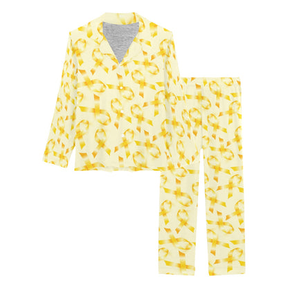 Childhood cancer Pattern Print Design 01 Women's Long Pajama Set