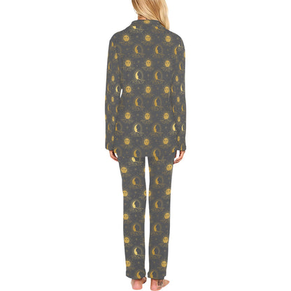 Sun Moon Print Design LKS305 Women's Long Pajama Set