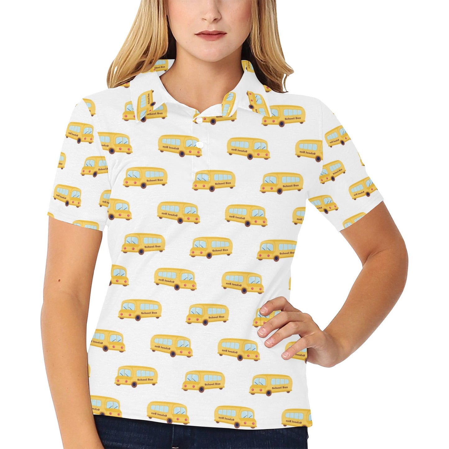 School Bus Print Design LKS306 Women's Polo Shirt
