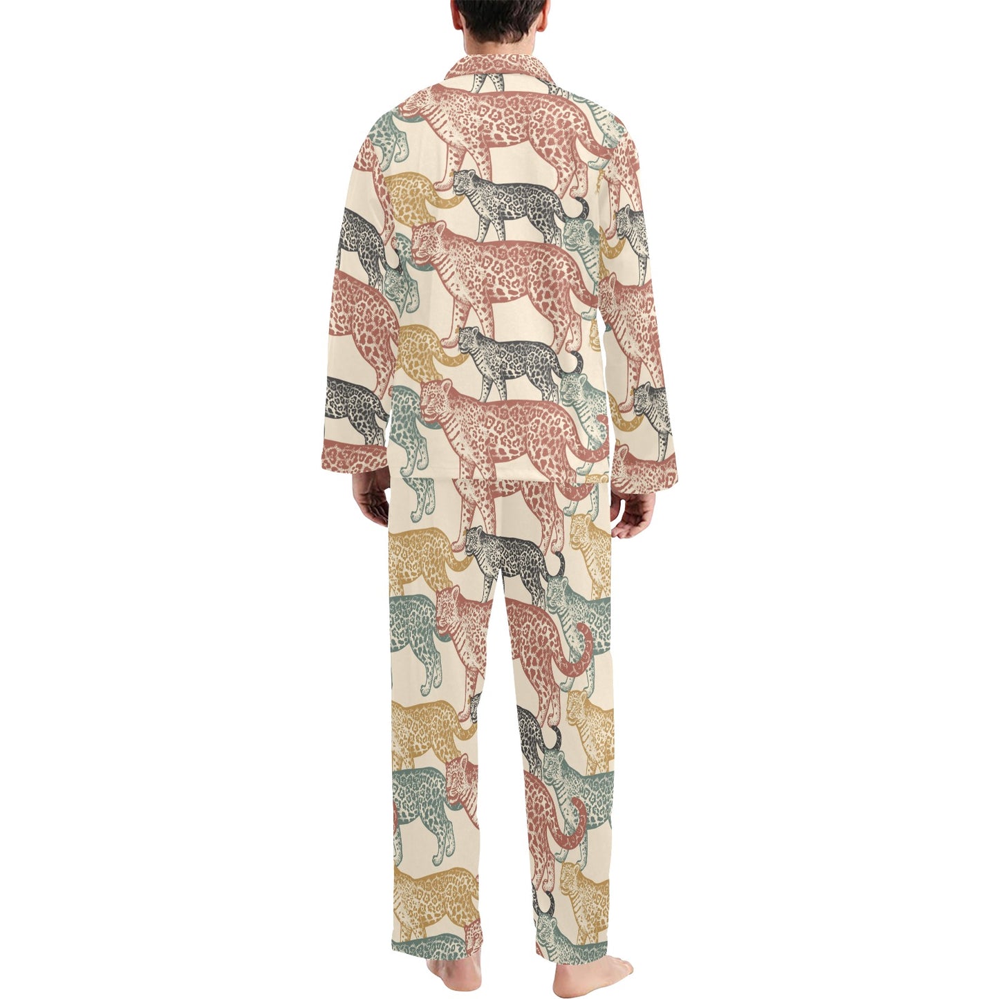 Jaguar Pattern Print Design 01 Men's Long Pajama Set