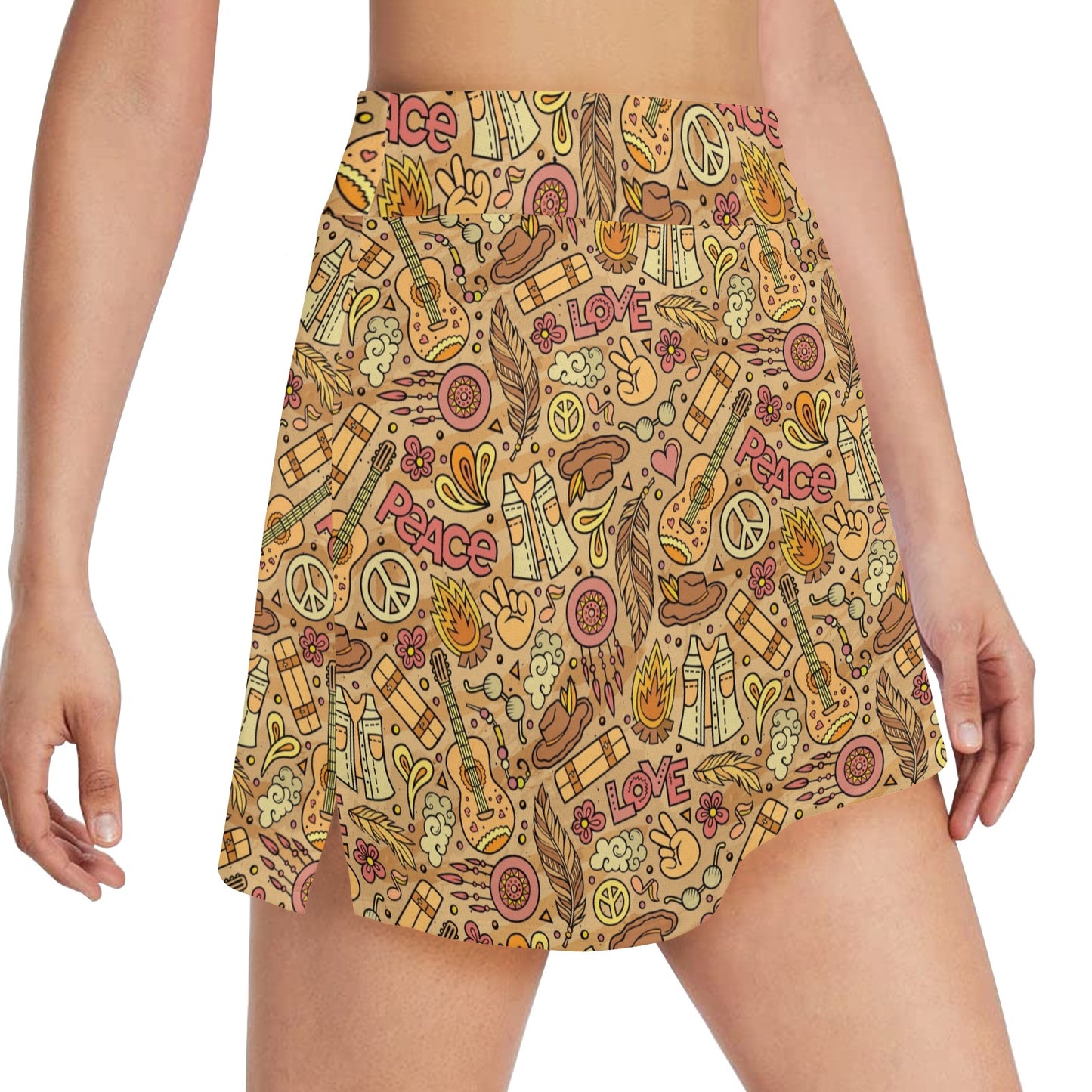 Hippie Print Design LKS305 Women's Golf Skirt with Pocket