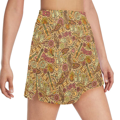 Hippie Print Design LKS305 17" Golf & Pickleball Skort with Pockets