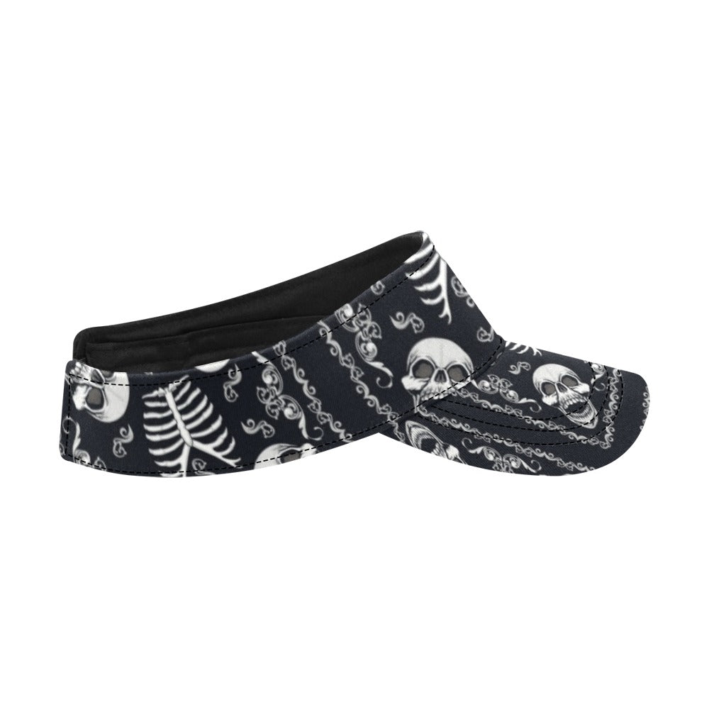 Bandana Skull Black White Print Design LKS306 Unisex Sun Visor