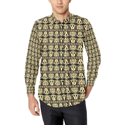 Ancient Greek Print Design LKS3014 Men's Long Sleeve Dress Shirt