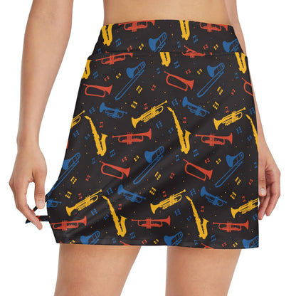 Saxophone Print Design LKS407 17" Golf & Pickleball Skort with Pockets