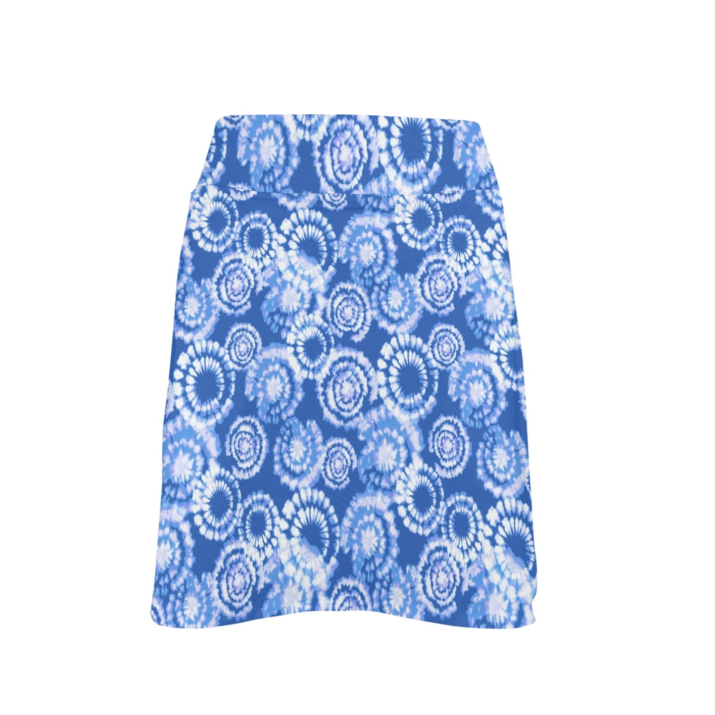 Tie Dye Blue Design Print 17" Golf & Pickleball Skort with Pockets