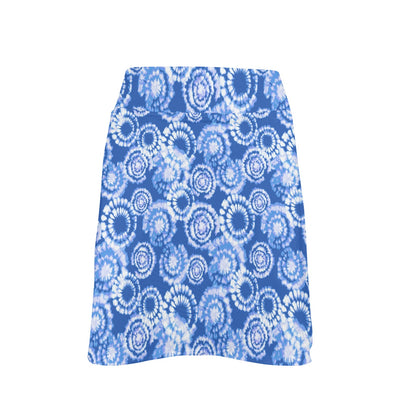 Tie Dye Blue Design Print 17" Golf & Pickleball Skort with Pockets