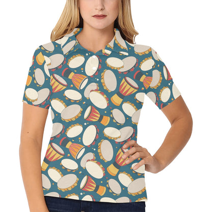 Tambourine Pattern Print Design 01 Women's Polo Shirt