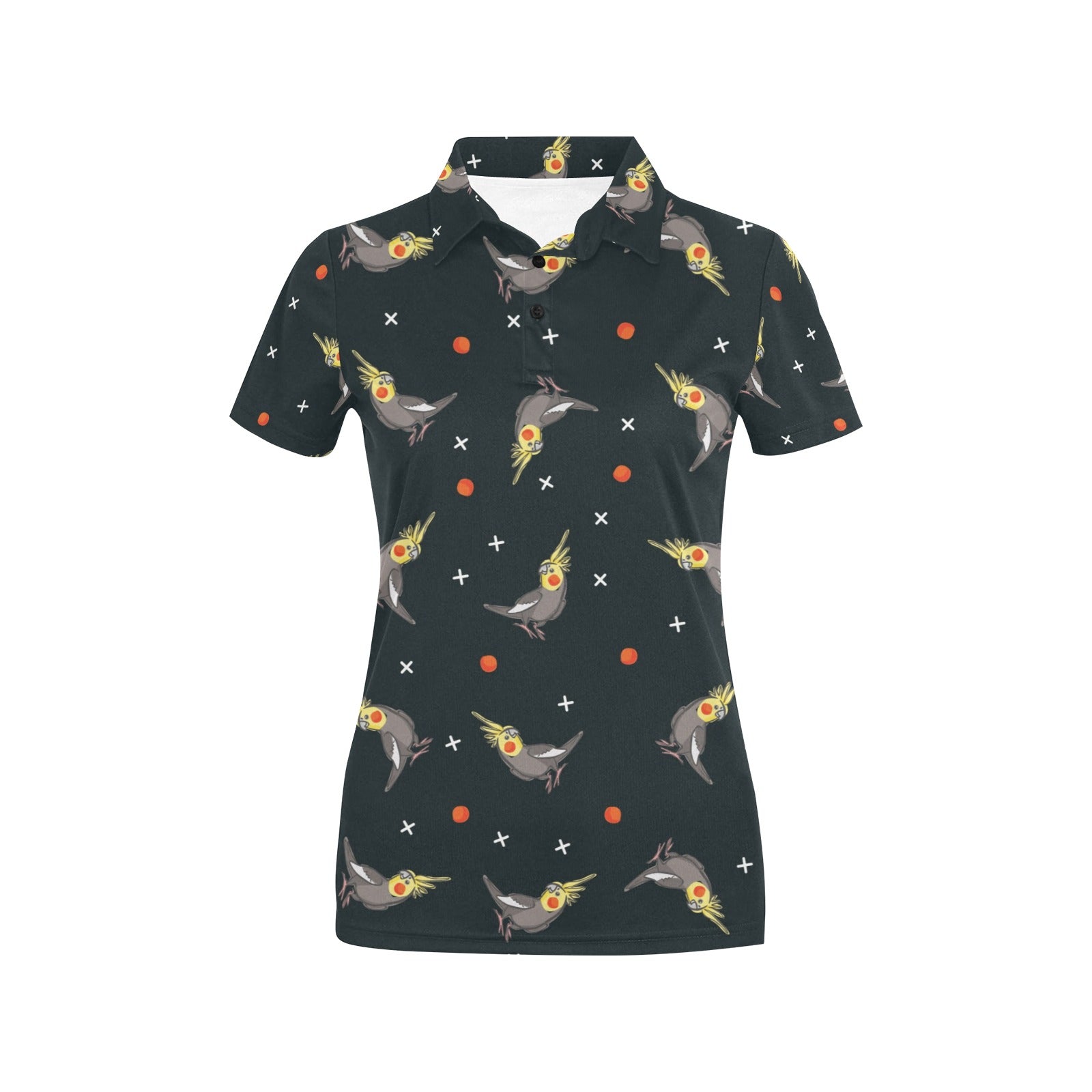 Cockatiel Pattern Print Design 02 Women's Polo Shirt