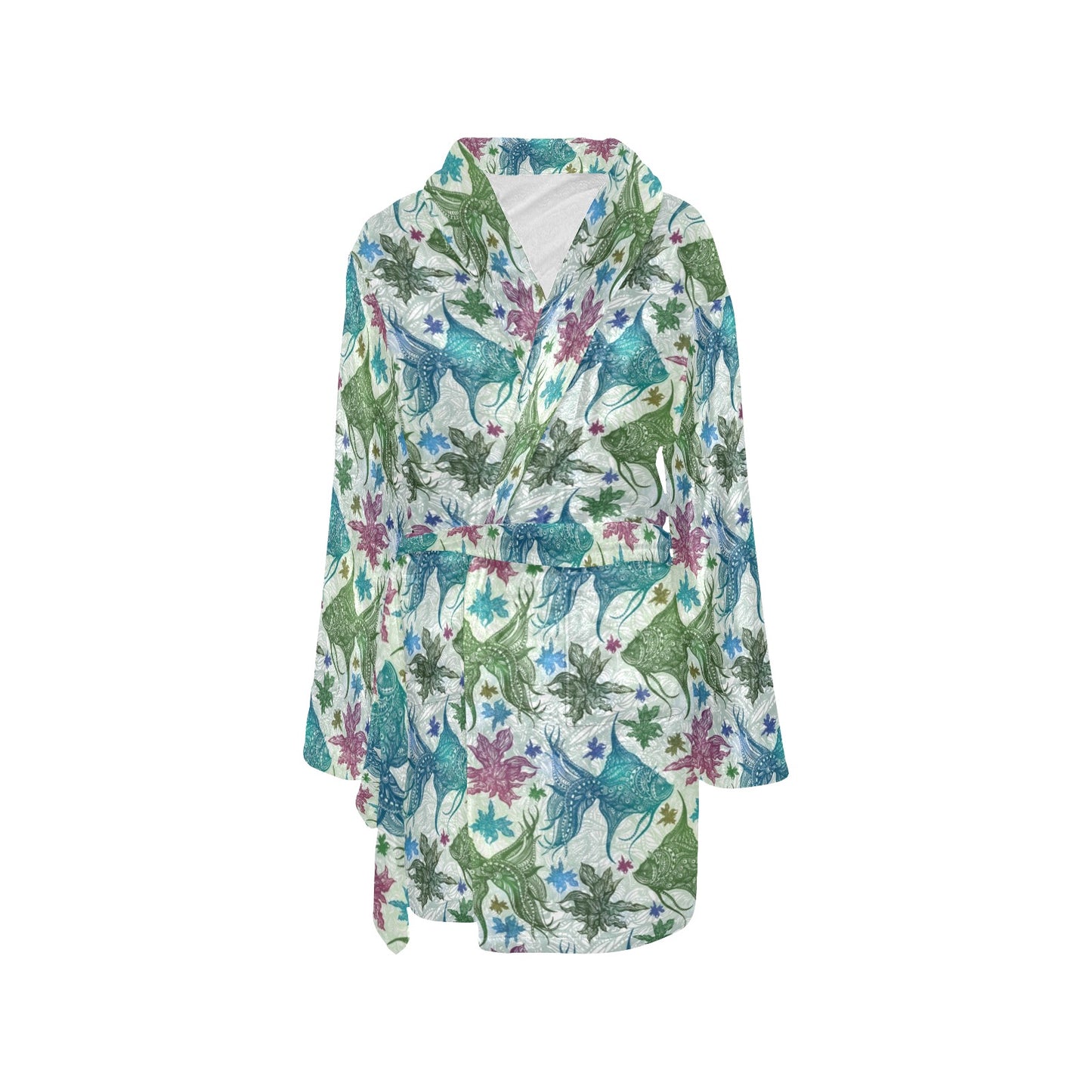 Angelfish Tribal Pattern Print Design 01 Women's Fleece Robe