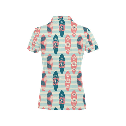 Aloha Hawaii Surfboard Pattern Print Design 02 Women's Polo Shirt