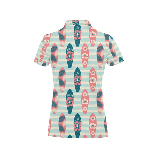 Aloha Hawaii Surfboard Pattern Print Design 02 Women's Polo Shirt