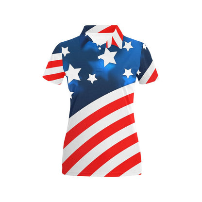 American flag Style Women's Polo Shirt