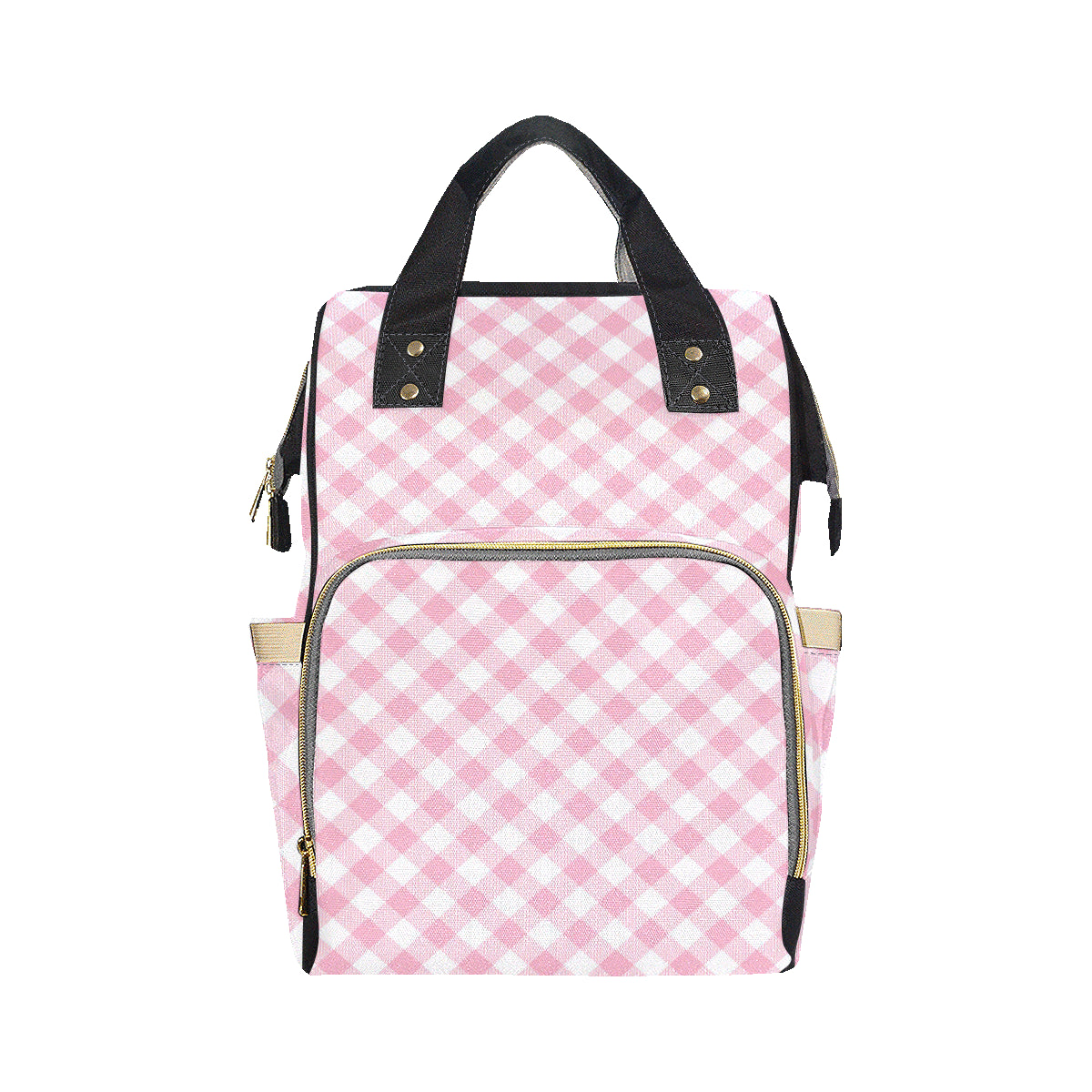 Gingham Pink Pattern Print Design 02 Diaper Bag Backpack