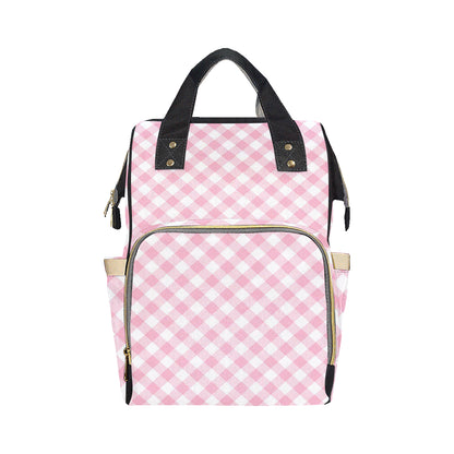 Gingham Pink Pattern Print Design 02 Diaper Bag Backpack