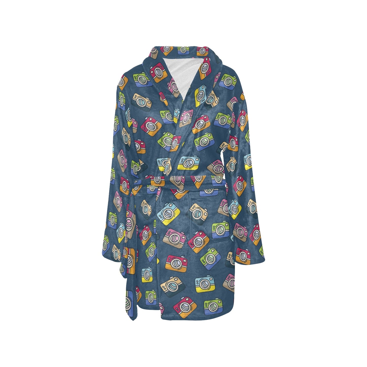 Camera Pattern Print Design 03 Women's Fleece Robe