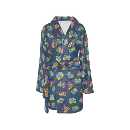 Camera Pattern Print Design 03 Women's Fleece Robe