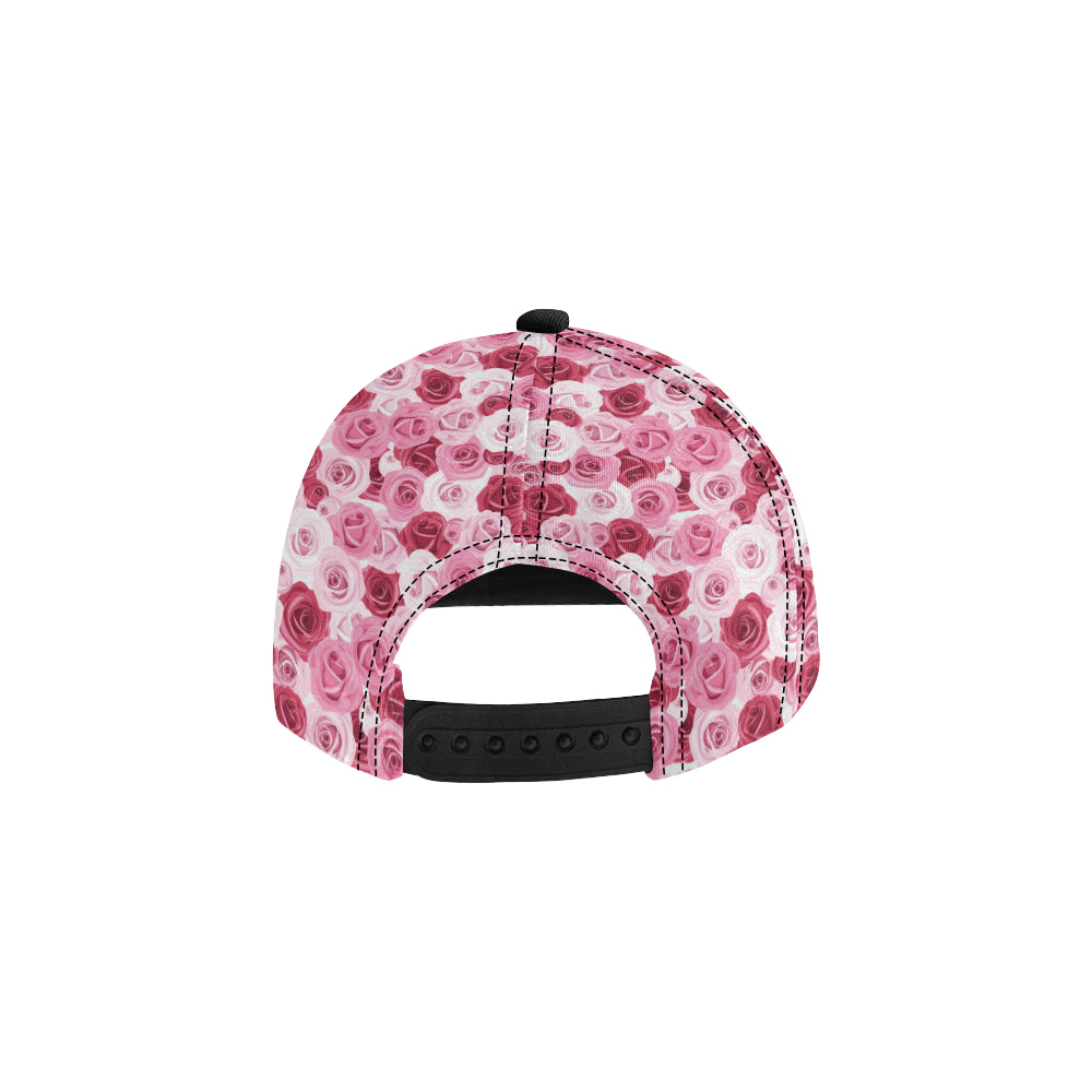 Pink Red Rose Pattern Print Snapback Cap