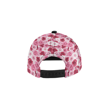 Pink Red Rose Pattern Print Snapback Cap