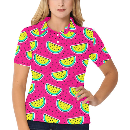 Watermelon Pattern Print Design WM04 Women's Polo Shirt