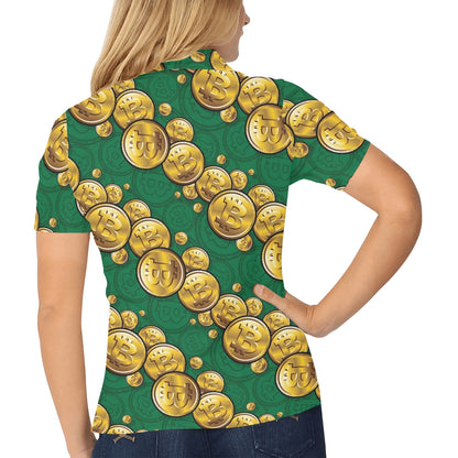 Bitcoin Pattern Print Design DO01 Women's Polo Shirt