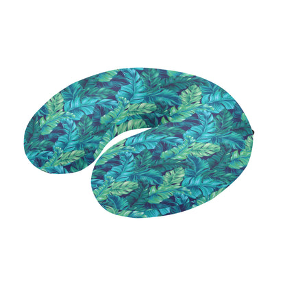 Banana Leaf Pattern Print Design 06 U-Shaped Travel Neck Pillow