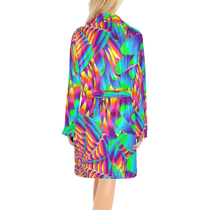 Psychedelic Trippy Pattern Women's Fleece Robe