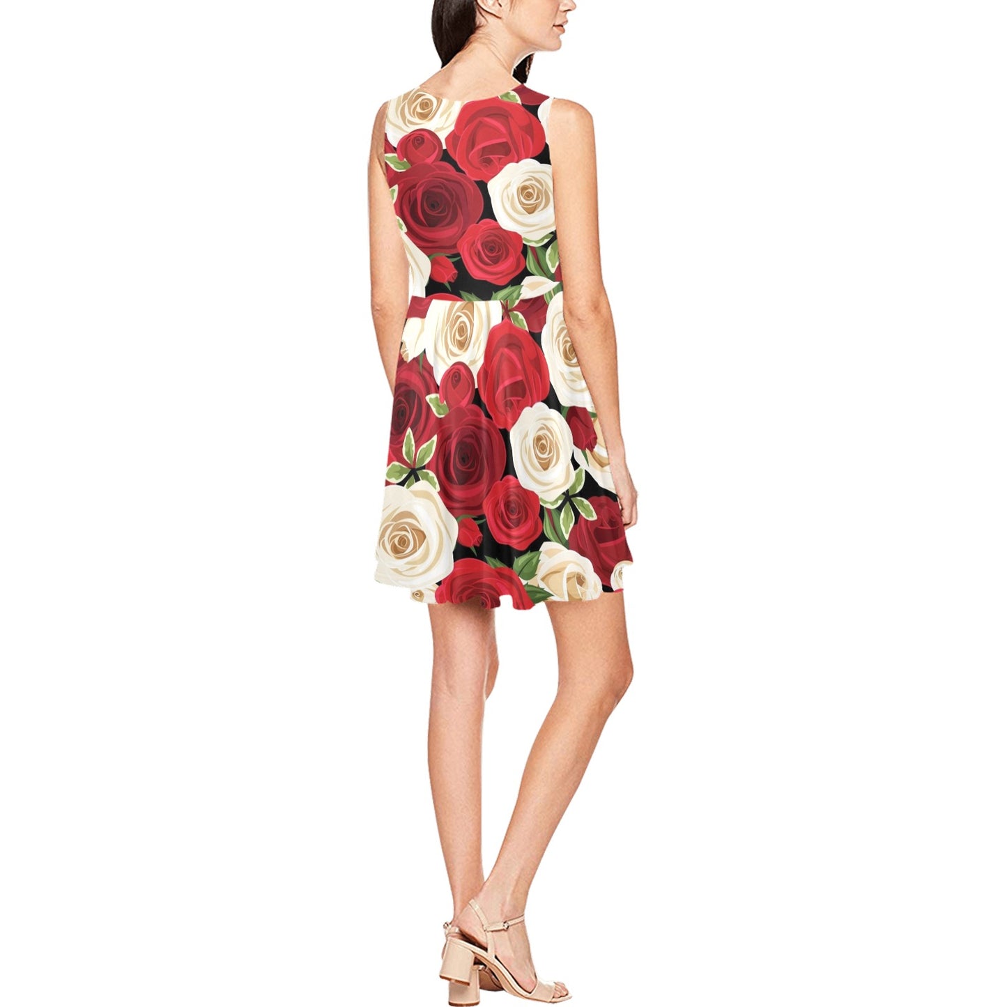 Rose Pattern Print Design RO06 Sleeveless Dress