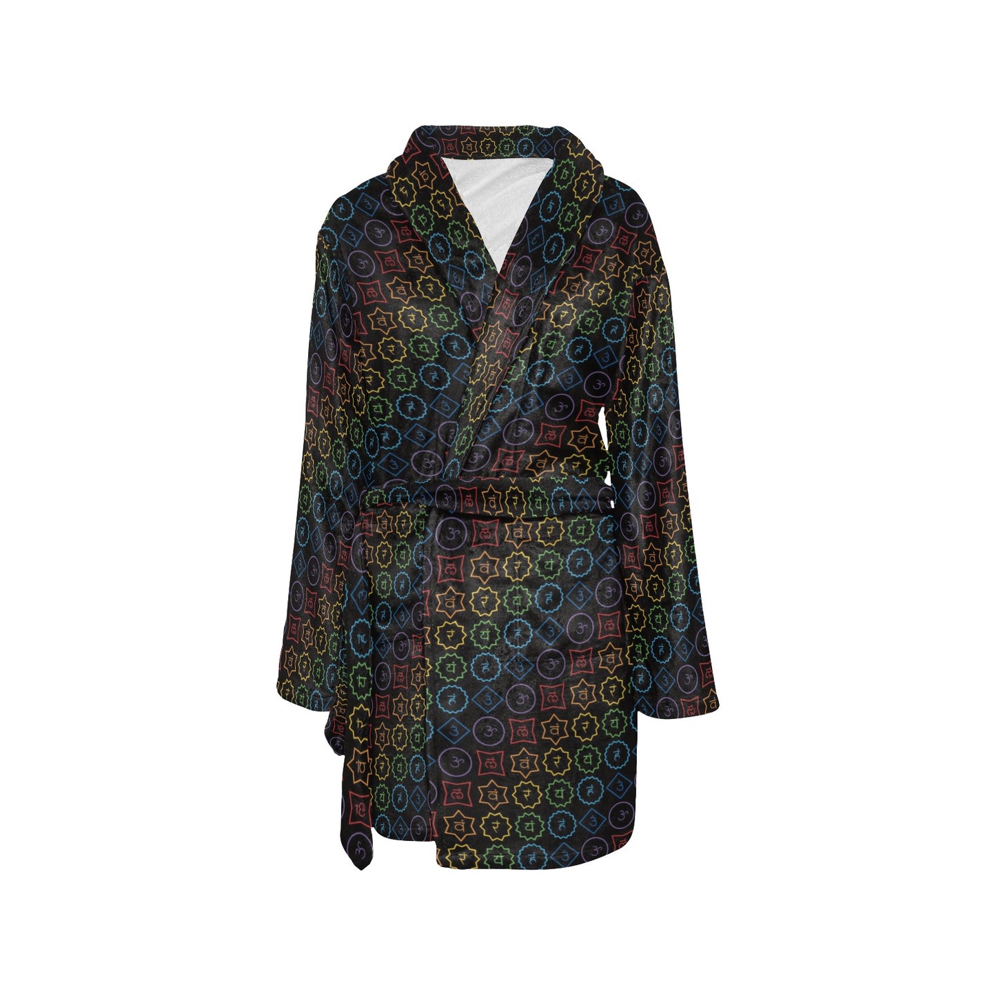Chakra Colorful Symbol Pattern Women's Fleece Robe