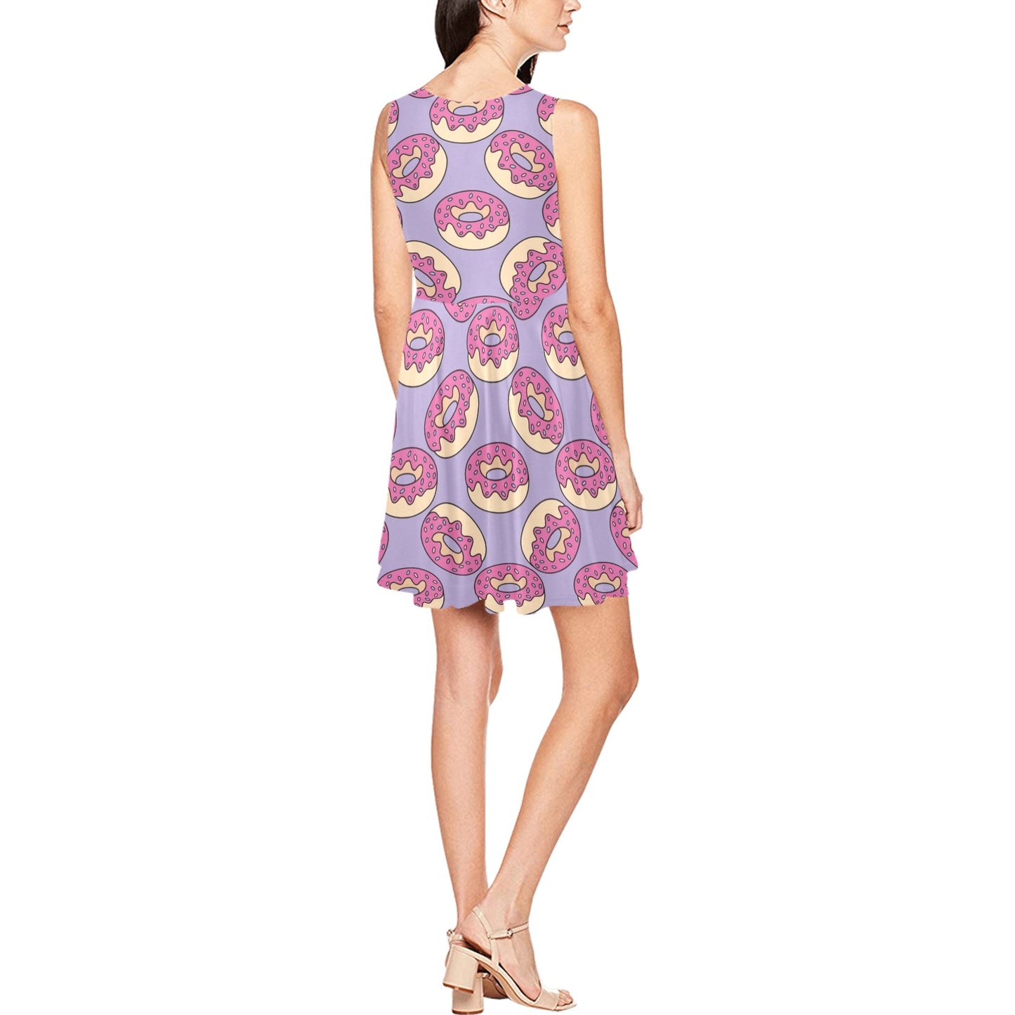 Donut Pattern Print Design DN015 Sleeveless Dress
