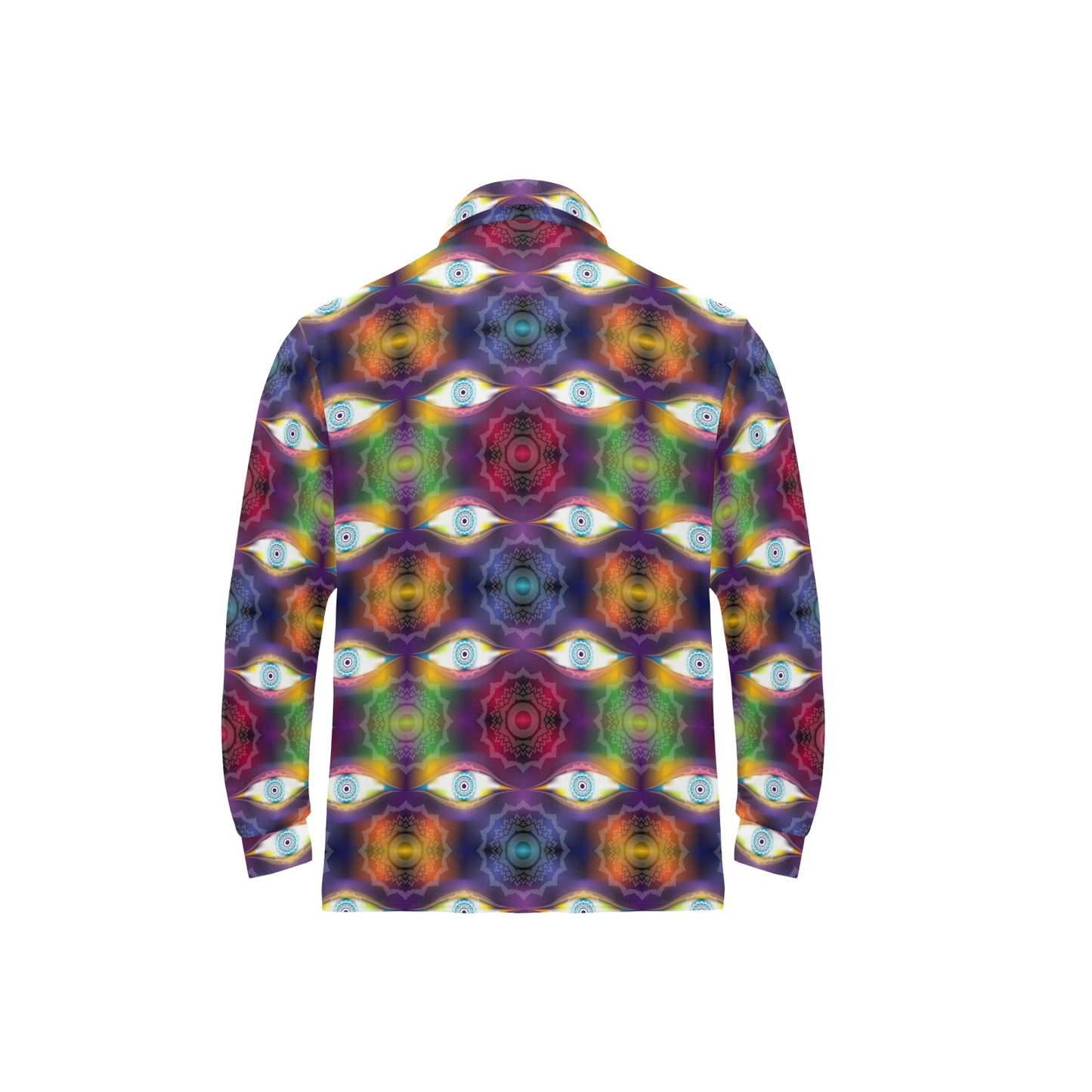Chakra Eye Print Pattern Long Sleeve Polo Shirt For Men's