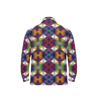 Chakra Eye Print Pattern Long Sleeve Polo Shirt For Men's