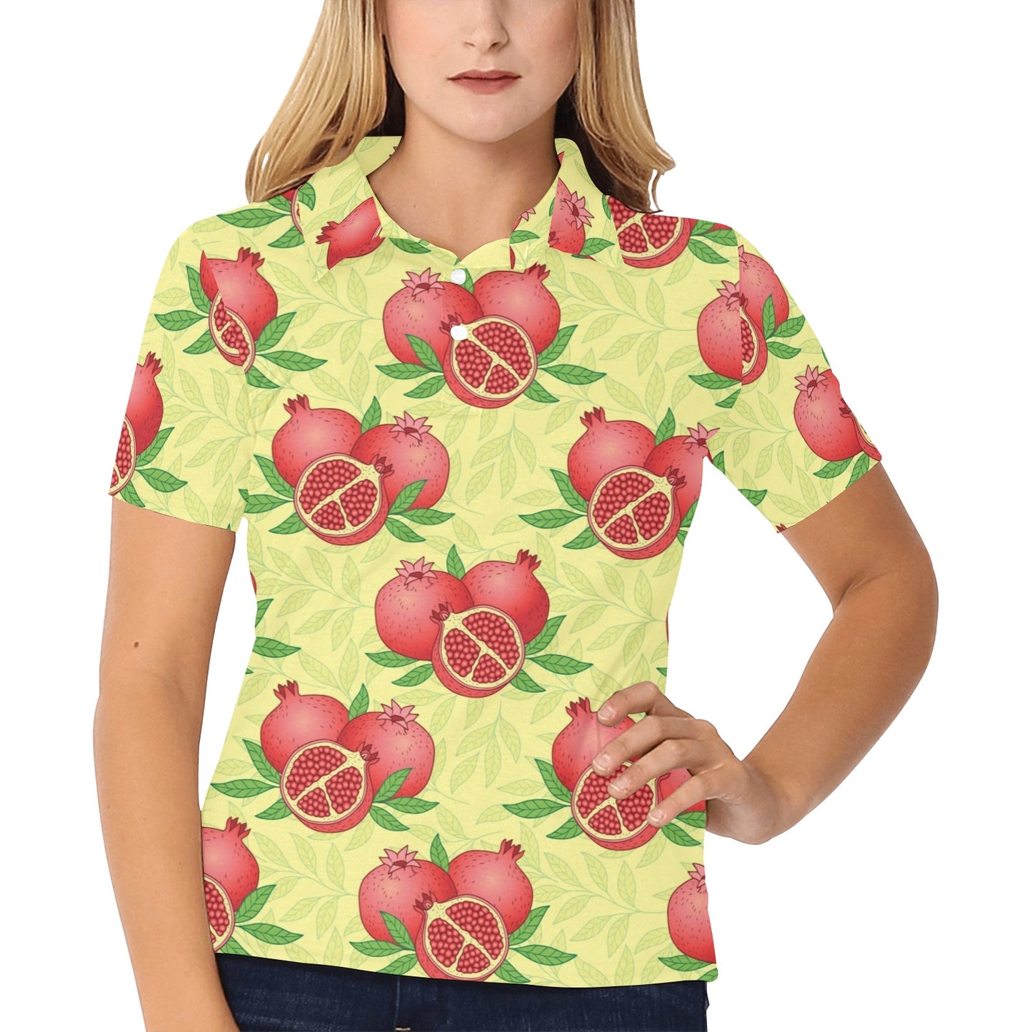 Pomegranate Pattern Print Design PG07 Women's Polo Shirt