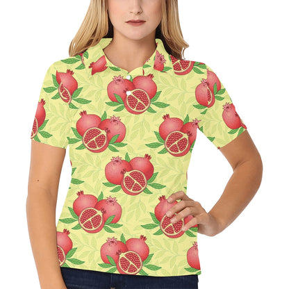 Pomegranate Pattern Print Design PG07 Women's Polo Shirt