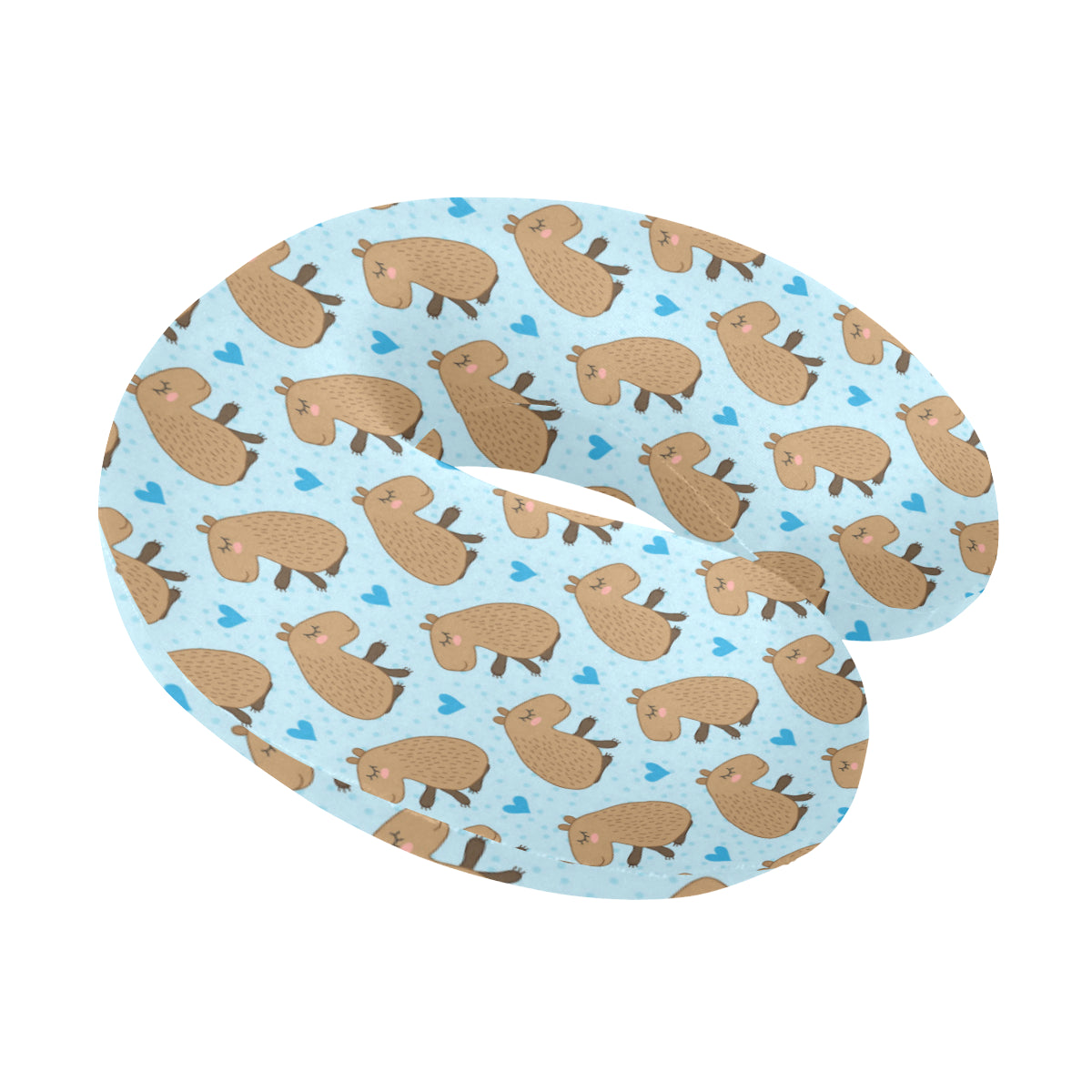 Capybara Pattern Print Design 01 U-Shaped Travel Neck Pillow