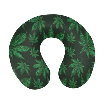 Pot Leaf Pattern Print Design A04 U-Shaped Travel Neck Pillow