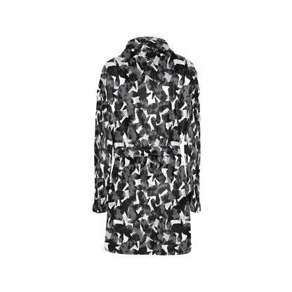 Crow Pattern Print Design 01 Women's Fleece Robe