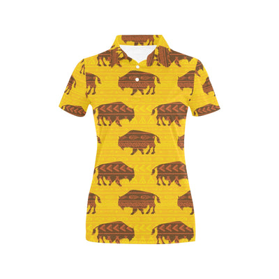 Bison Native Pattern Print Design 01 Women's Polo Shirt