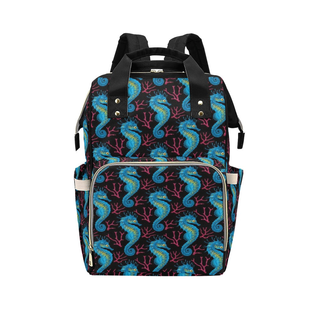 SeaHorse Print Design LKS401 Diaper Bag Backpack