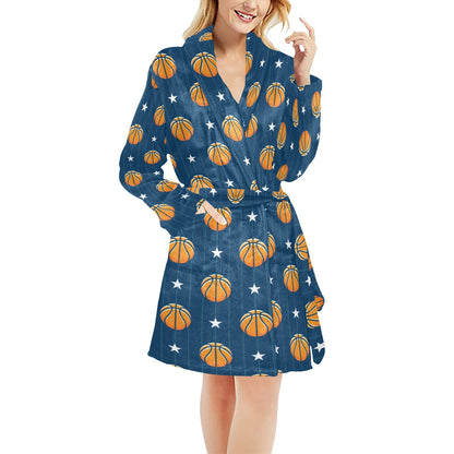 Basketball Star Print Pattern Women's Fleece Robe