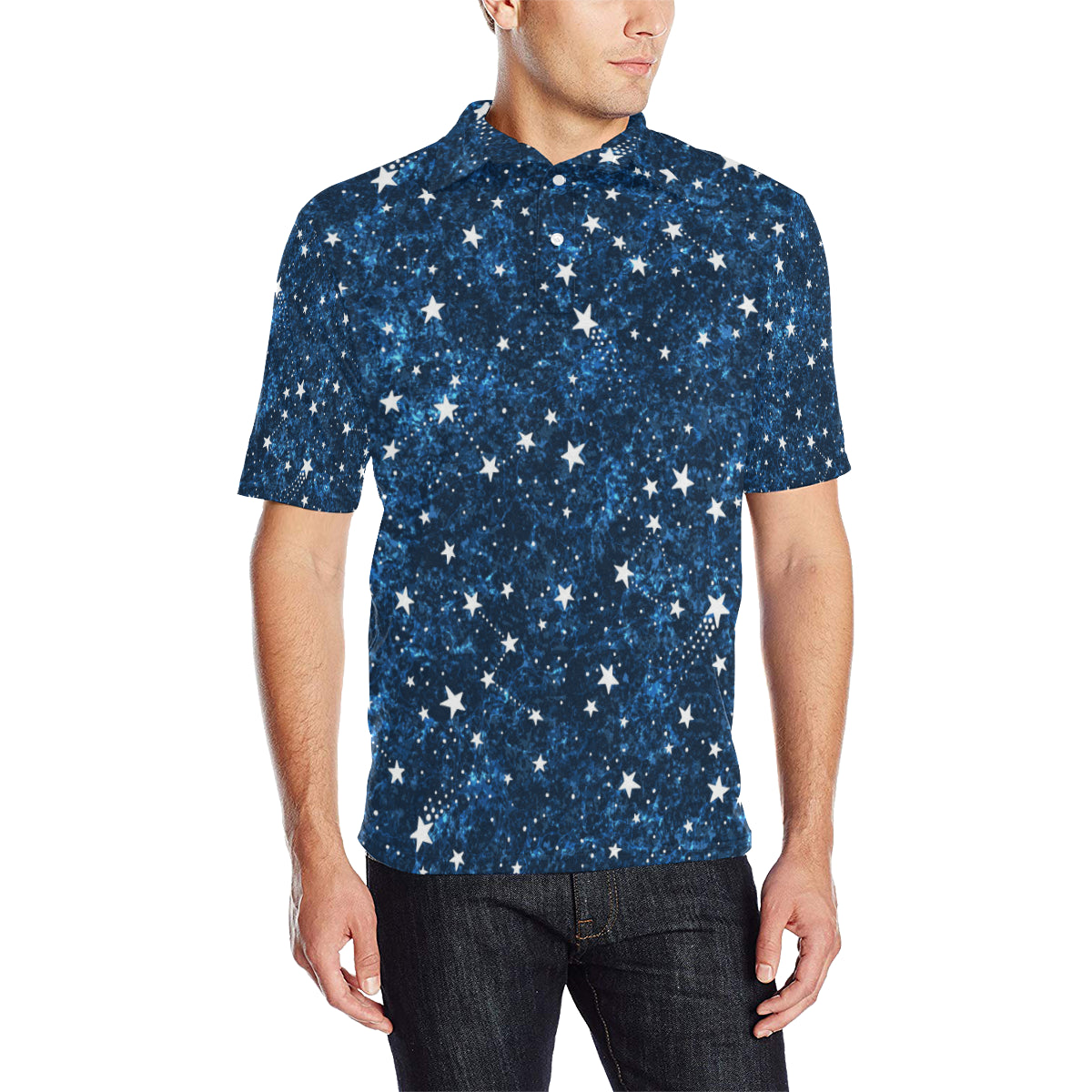 Cosmic Pattern Print Design 05 Men Polo Shirt