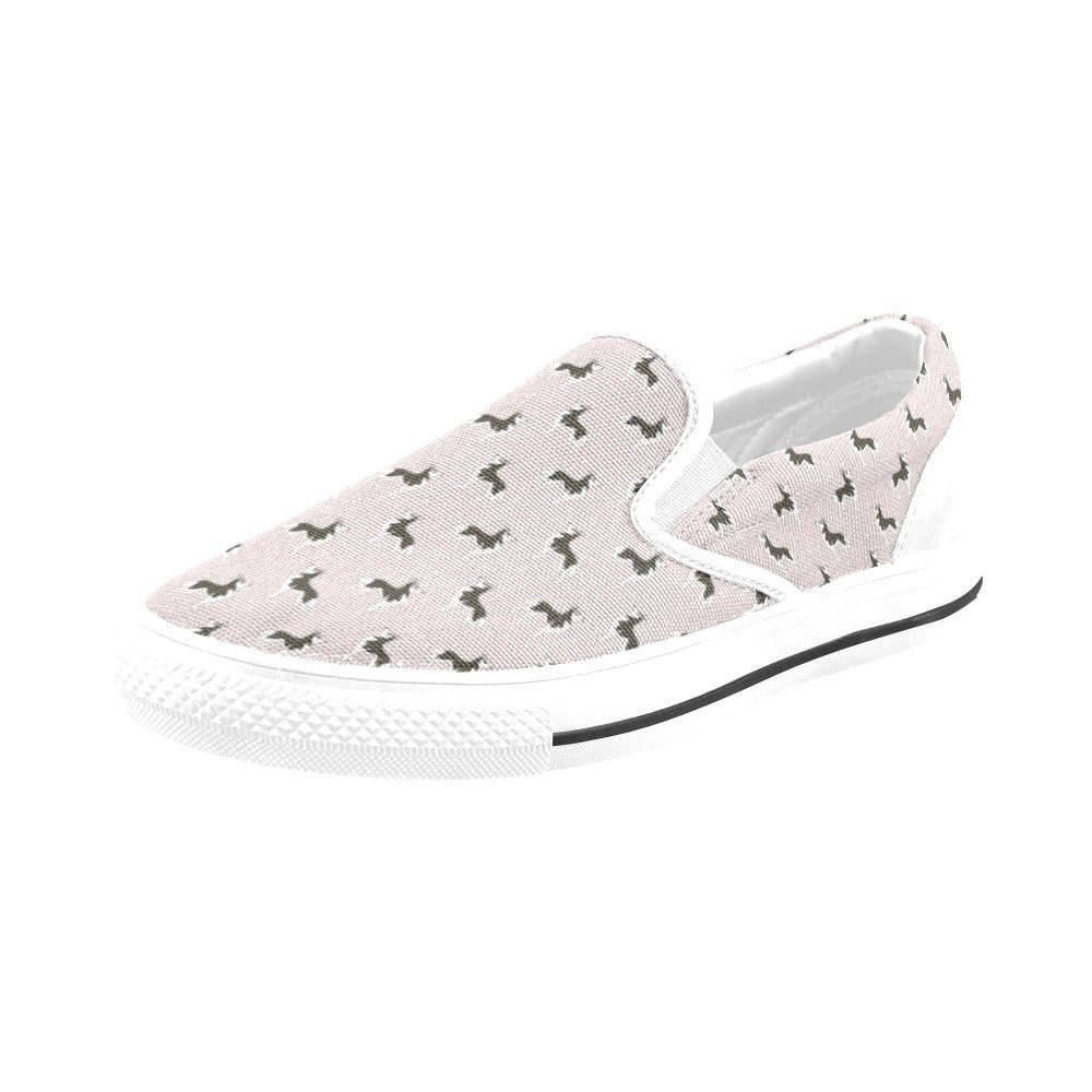 Siberian Huskies Print Design LKS301 White Slip Ons Canvas Women's Shoes