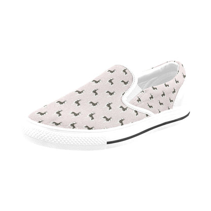 Siberian Huskies Print Design LKS301 White Slip Ons Canvas Women's Shoes