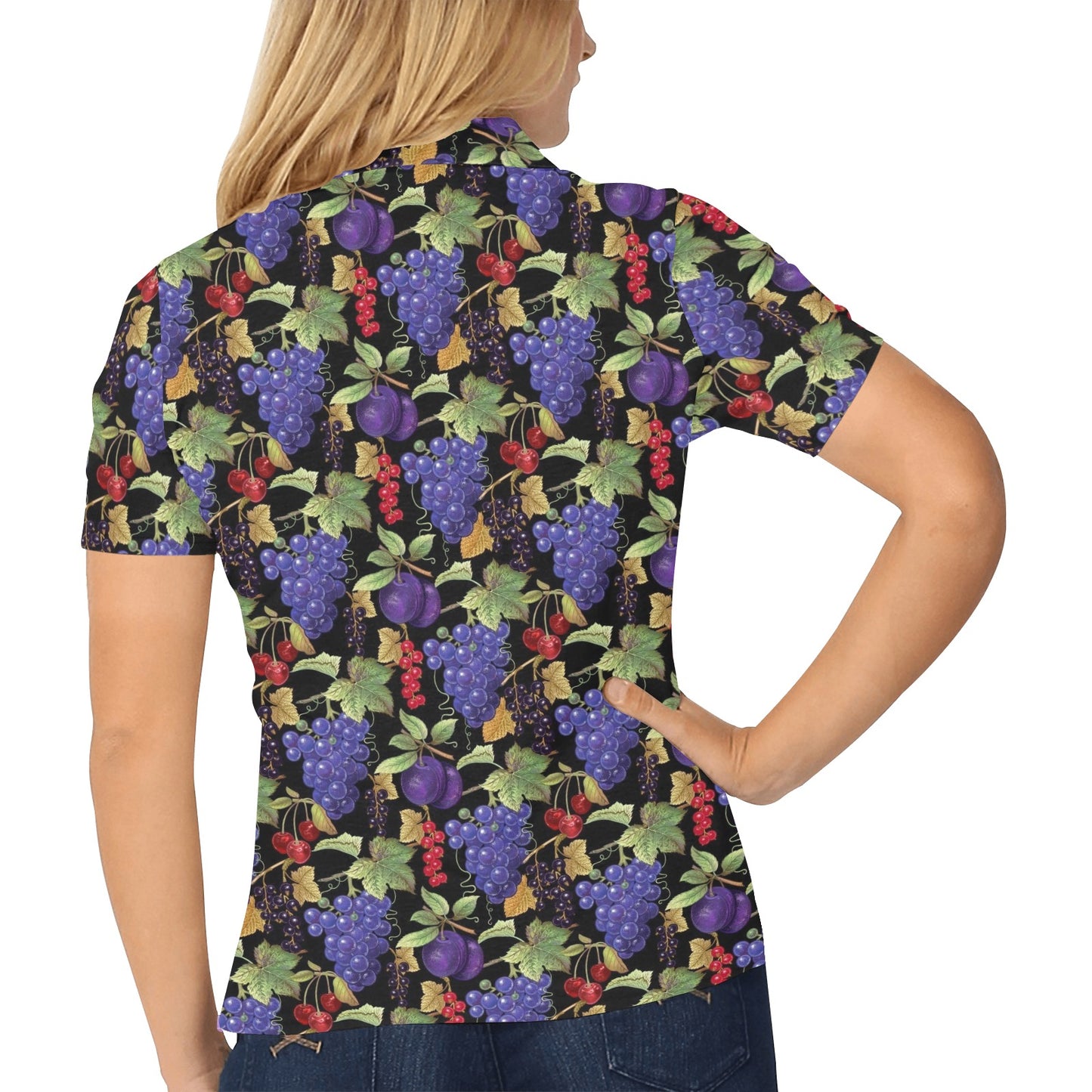 Grape Pattern Print Design GP05 Women's Polo Shirt