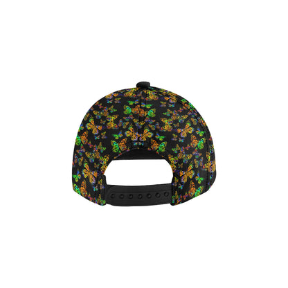 Butterfly Neon Color Print Pattern Snapback Cap