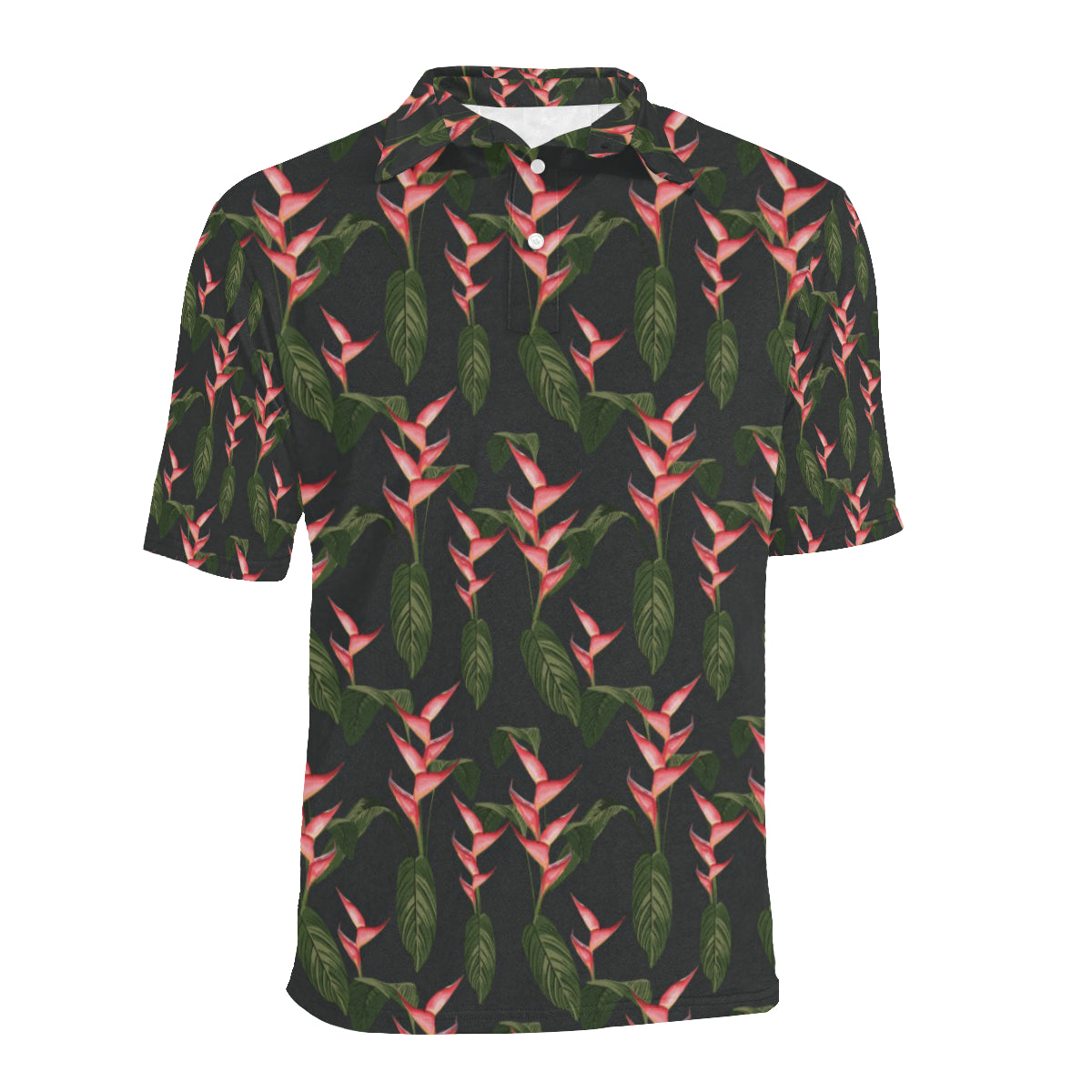 Heliconia Pattern Print Design HL07 Men Polo Shirt