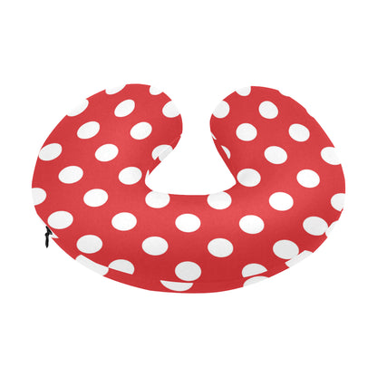 Polka Dot Red Pattern Print Design 04 U-Shaped Travel Neck Pillow