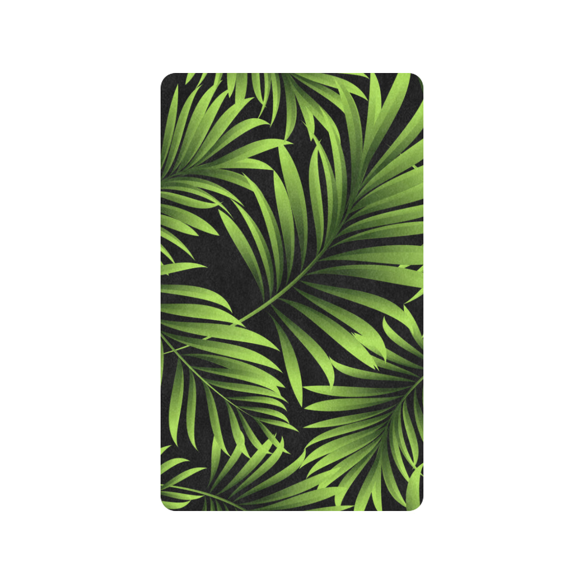 Green Neon Tropical Palm Leaves Rubber Doormat